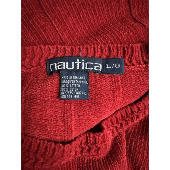 Vintage Nautica Cable Knit Sweater Womens/ Men’s Sz Large Red Cotton Warm - Picture 5 of 5